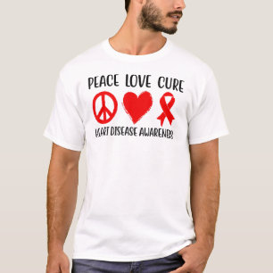 T-shirt Peace Love Cure Heart Disease Awareness Hommes Fem