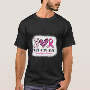 T-shirt Peace Love Cure Leopard Sensibilisation au cancer 