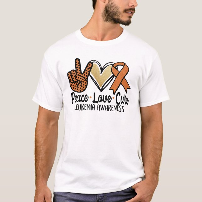 T-shirt Peace Love Cure Leukemia Sensibilisation Cancer So (Devant)