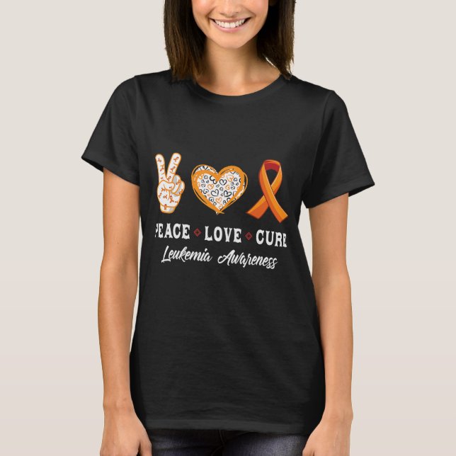 T-shirt Peace Love cure Leukemia sensibilisation hommes fe (Devant)