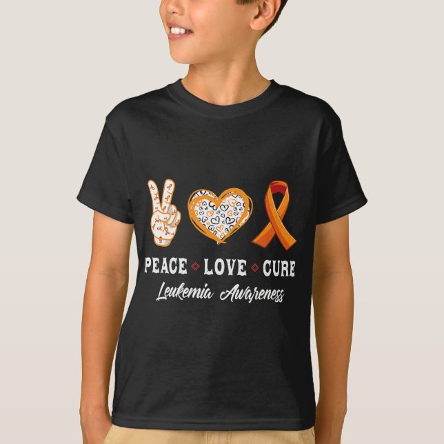 T-shirt Peace Love cure Leukemia sensibilisation hommes fe (Devant)
