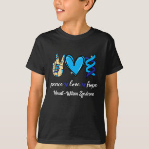 T-shirt Peace Love Cure Mowat-wilson Syndrome Blue Ribbon