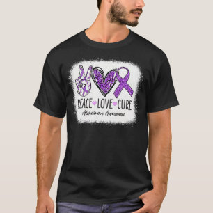 T-shirt Peace Love Cure Nous Portons Violet Pour Alzheimer