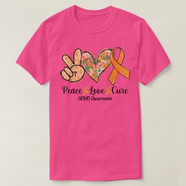 T-shirt Peace Love Cure Orange Ribbon Cadeaux de sensibili (Design devant)