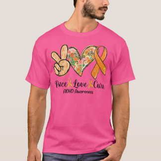 T-shirt Peace Love Cure Orange Ribbon Cadeaux de sensibili