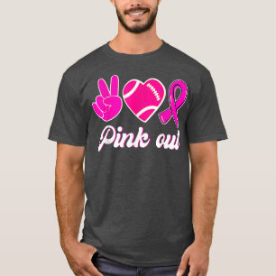 T-shirt Peace Love Cure Pink Ribbon Cancer du sein Lauréat