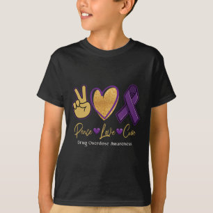 T-shirt Peace Love Cure Purple Toxicomanie Sensibilisation