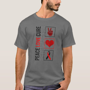 T-shirt Peace Love Cure Sepsis Awareness Ribbon Warrior Su