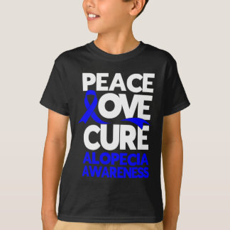 T-shirt Peace Love Cure Support Alopecia Awareness Ruban