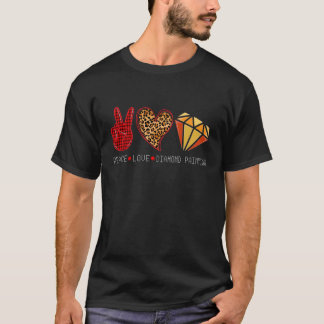T-shirt Peace Love Diamond Pour La Peinture De Diamant