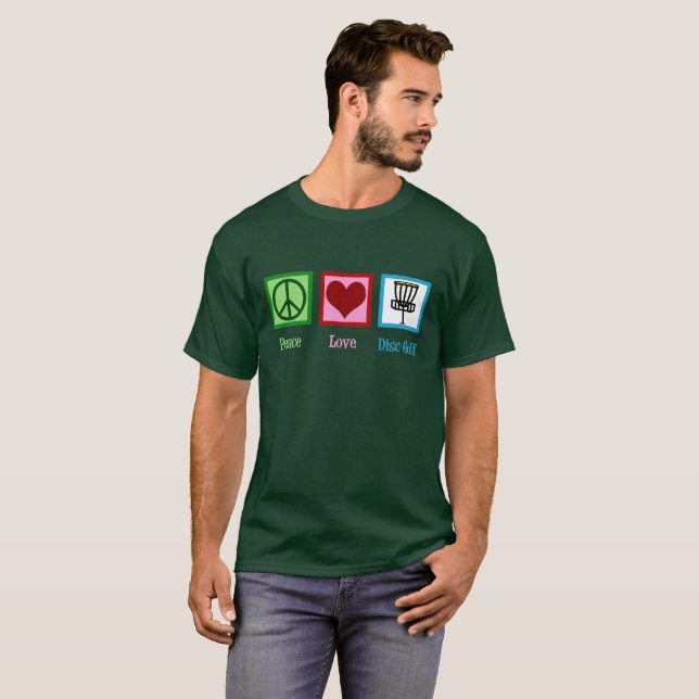 T-shirt Peace Love Disk Golf (Devant entier)