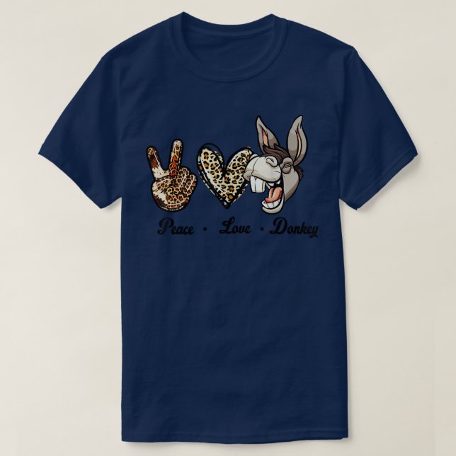 T-shirt Peace Love Donkey Grey Donkey Farmer (Design devant)