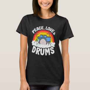 T-shirt Peace Love & Drums Rainbow Percussionist Drummer 1