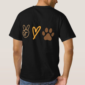 T-shirt Peace Love Empreinte de patte - Pet Lover Graphic