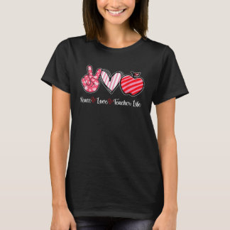 T-shirt Peace Love Enseignant Vie Plus Taille Graphique Ét