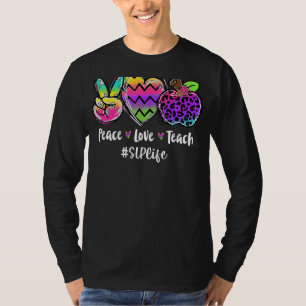 T-shirt Peace Love Enseigner La Vie Léopard Slp Retour À L