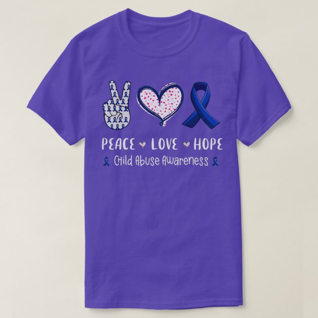 T-shirt Peace Love espère enfants maltraitance groupe de s (Design devant)