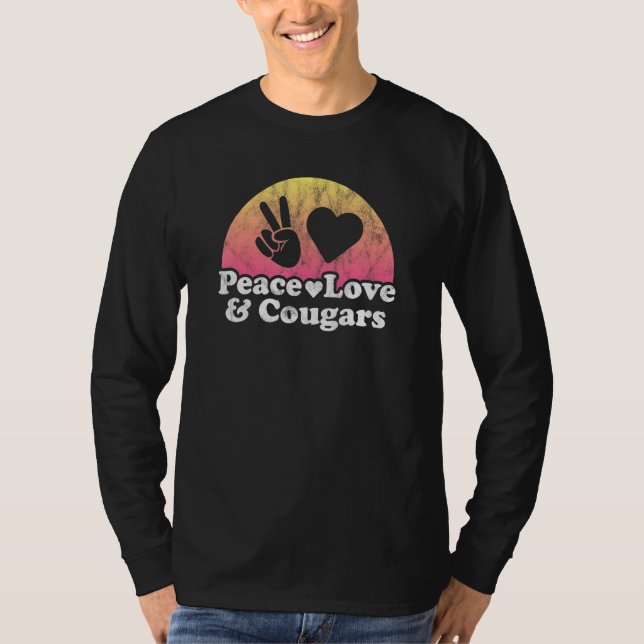 T-shirt Peace Love Et Cougars Cougar (Devant)