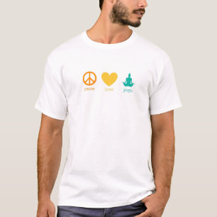 T-shirt Peace Love Et Méditation Yoga Relaxation Namaste