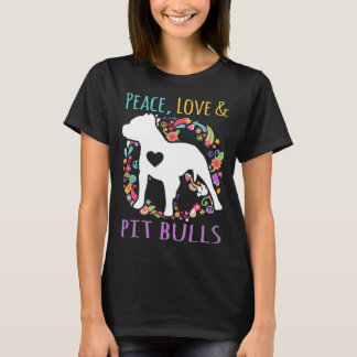 T-shirt Peace Love Et Pit Bulls Chien