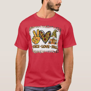 T-shirt Peace Love Fall Funny Gnome Autumn Lover Citrouill