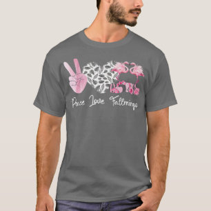 T-shirt Peace Love Fallmingo Flamant rose Rose & Citrouill