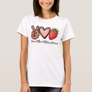 T-shirt Peace Love Farmer fraises Lover