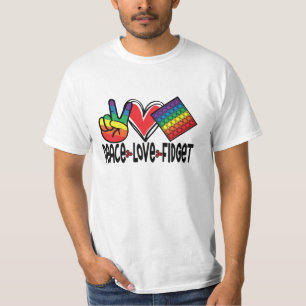 T-shirt Peace Love Fidget Pop It Popit Arc-en-ciel coloré