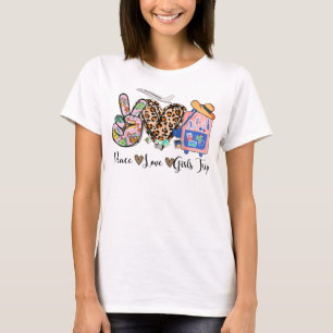 T-shirt Peace Love Girls Trip Leopard Heart Luggage Raise