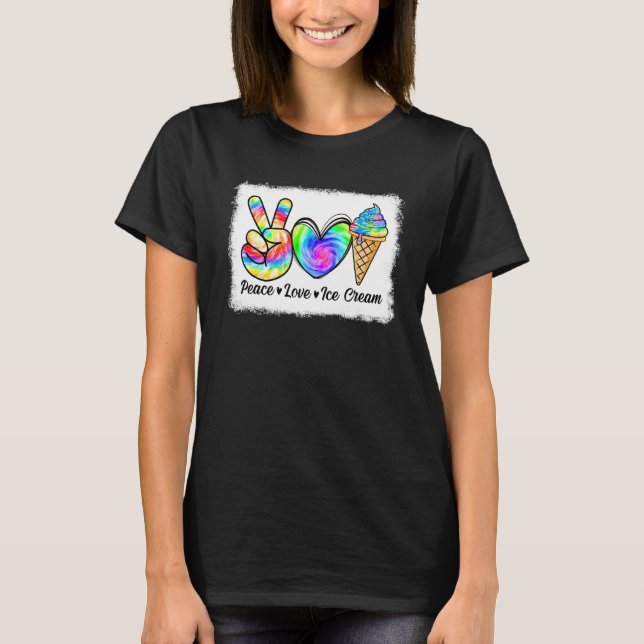 T-shirt Peace Love Glace Cream Tie Dye Vacances d'été (Devant)