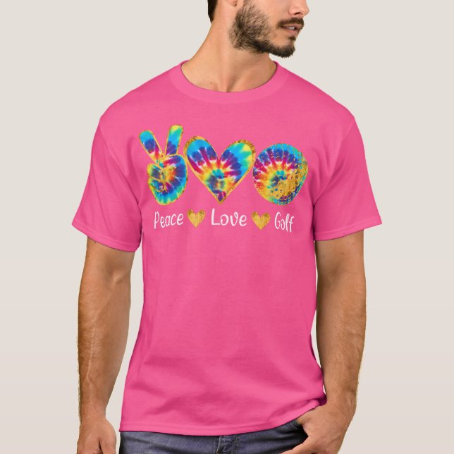 T-shirt Peace Love Golf Funny Tie Dye Golf Lovers (Devant)