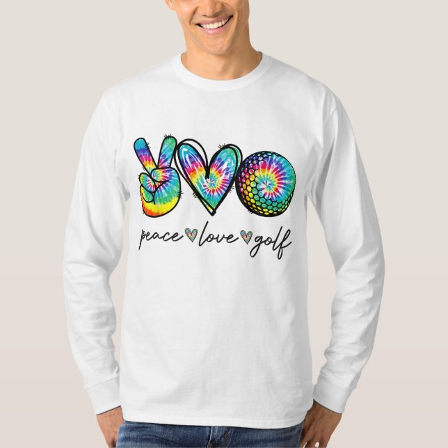 T-shirt Peace Love Golf Tie Dye Cute Golf Amateurs (Devant)