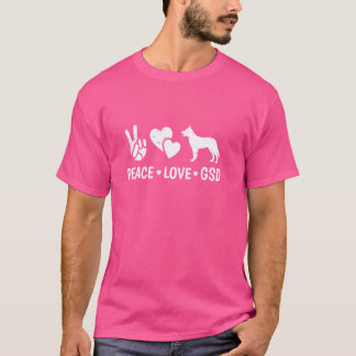 T-shirt Peace Love GSD Berger Allemand Amoureux des chiens