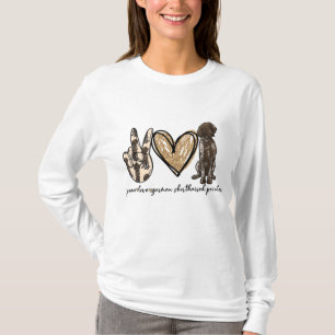 T-shirt Peace Love GSP Allemand Pointer Pointer Log