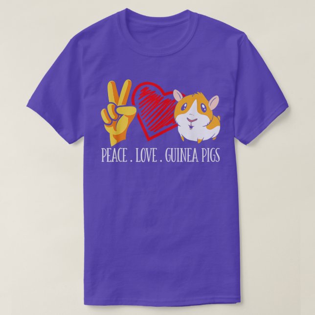 T-shirt Peace Love Guinée Pig Drôle Guinée Pig (Design devant)