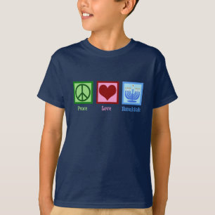 T-shirt Peace Love Hanoukka Cute Blue Children