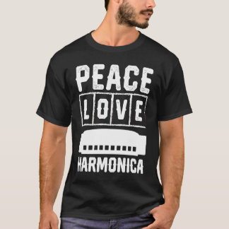 T-shirt Peace Love Harmonica