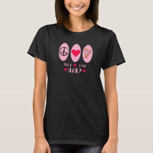 T-shirt Peace Love Harp Heart Orchestra Concert Rhythm Ton