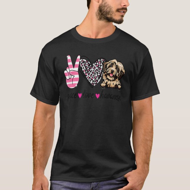 T-shirt Peace Love Havanese Havanese Havanese Chien Maman (Devant)