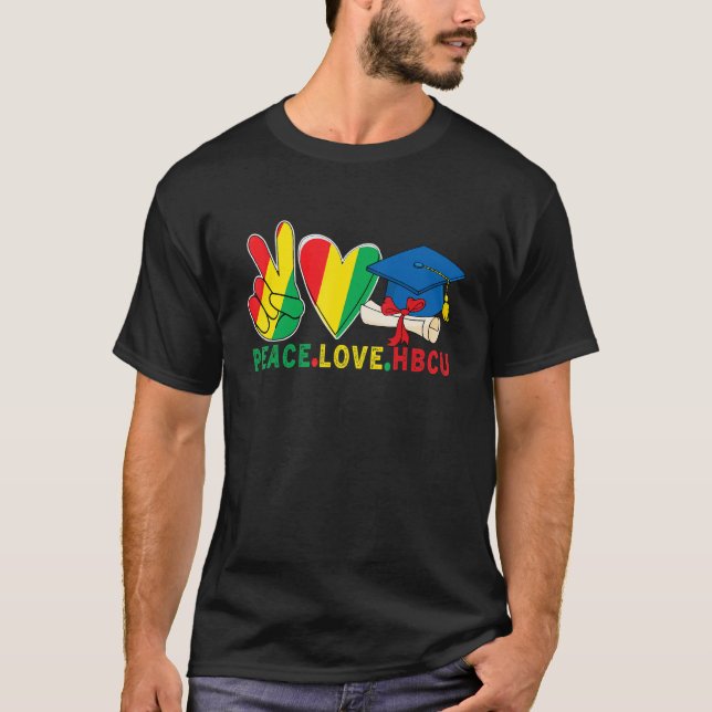 T-shirt Peace Love Hbcu Historique Black College Alumni (Devant)