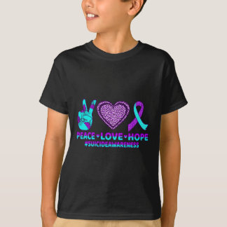 T-shirt Peace Love Hope Happy Prévention Suicide Sensibili