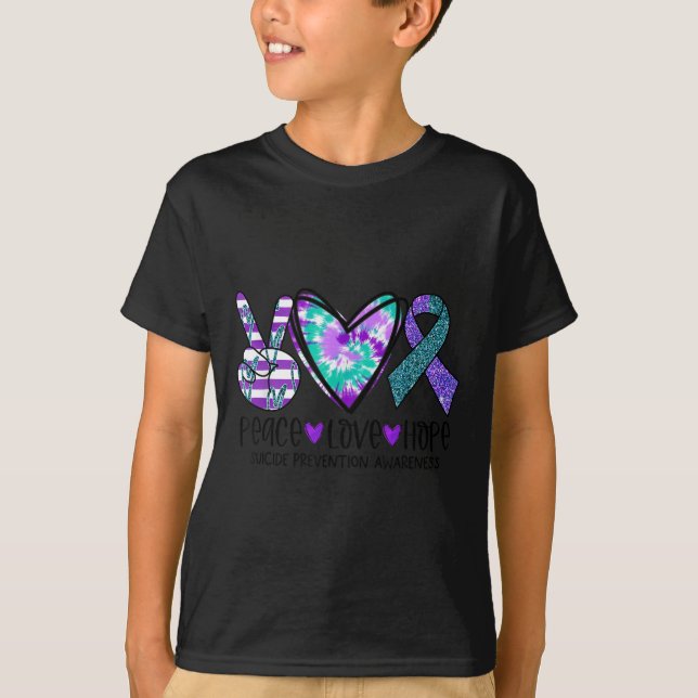 T-shirt Peace Love Hope Suicide Prevention Awareness Tie-d (Devant)
