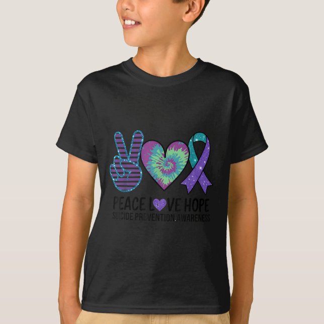 T-shirt Peace Love Hope Suicide Prevention Tie Dye Awarene (Devant)