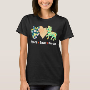 T-shirt Peace Love Horses Drôle Pour Cheval Ado Girls