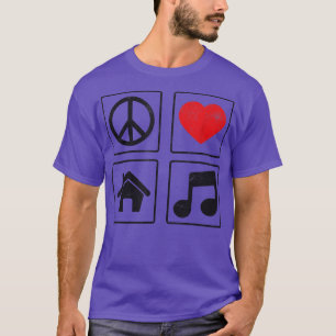T-shirt Peace Love House Music 