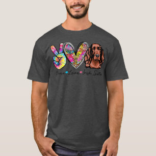 T-shirt Peace Love Irish Setter Funny Tie Dye Amoureux de