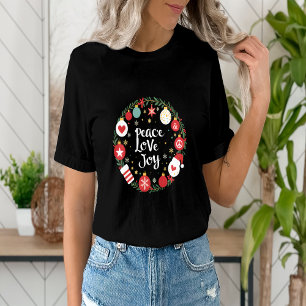 T-shirt Peace Love Joy Noël Wreath Festive