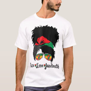 T-shirt Peace Love JunetDix Messy Bun Afro Queen Black P