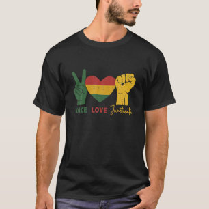 T-shirt Peace Love Junetten Avec Le Coeur Du Drapeau Afric
