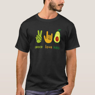 T-shirt Peace Love Keto Funny Peintre Avocado SIGNE À LA M